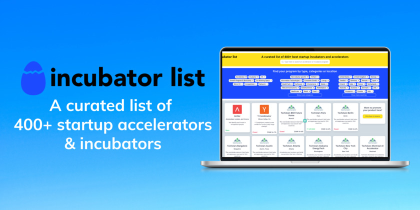 Incubator List Landing Page