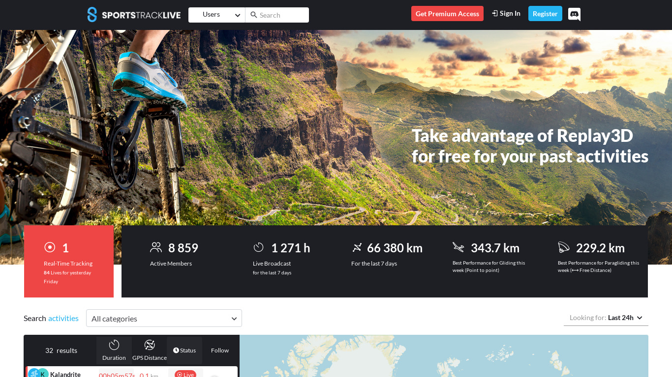 FitCloud by SPORTSTRACKLIVE Landing page