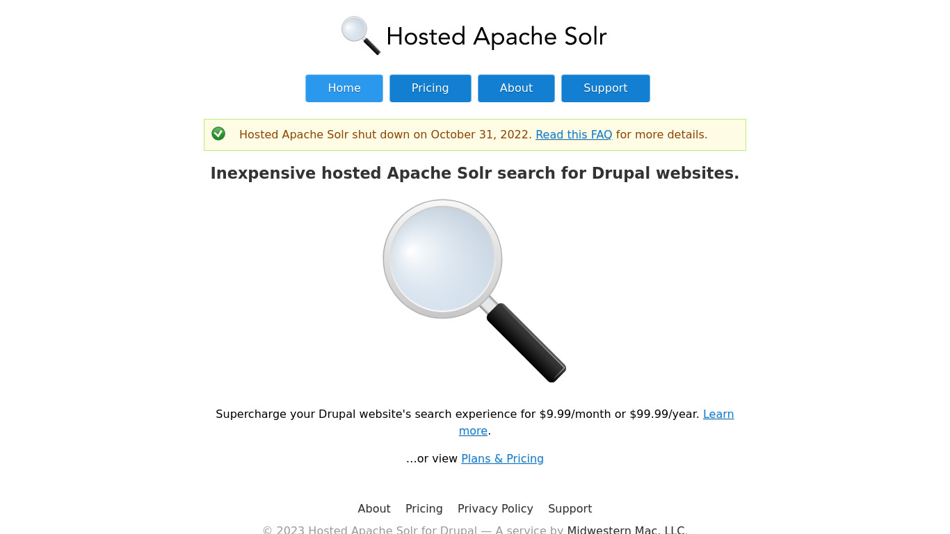 Hosted Apache Solr for Drupal Landing page
