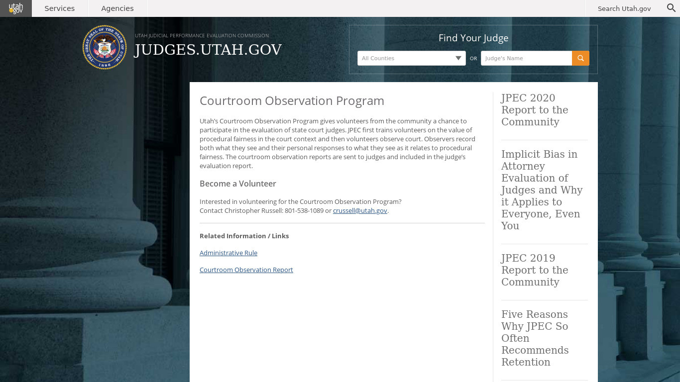 The Courtroom Program Landing page