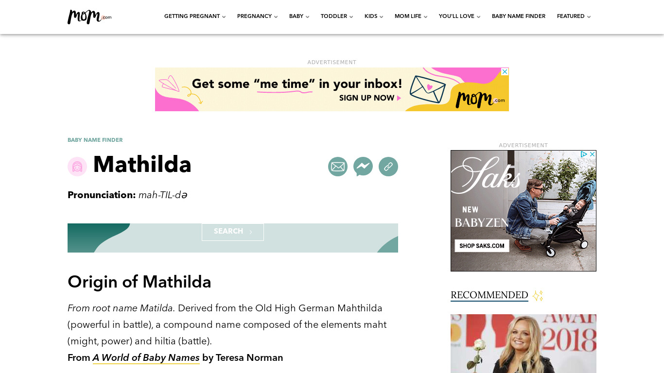 mathilda Landing page