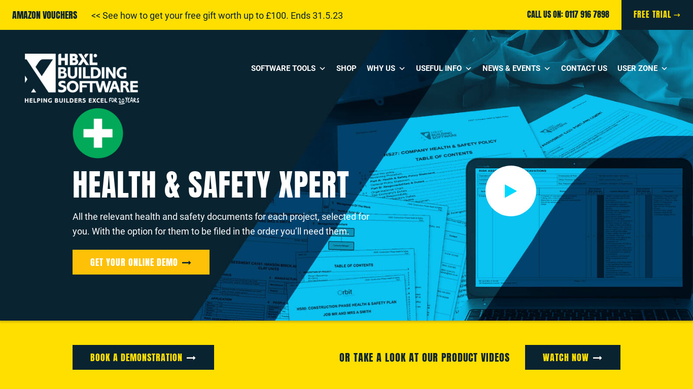 Health & Safety Xpert Landing page