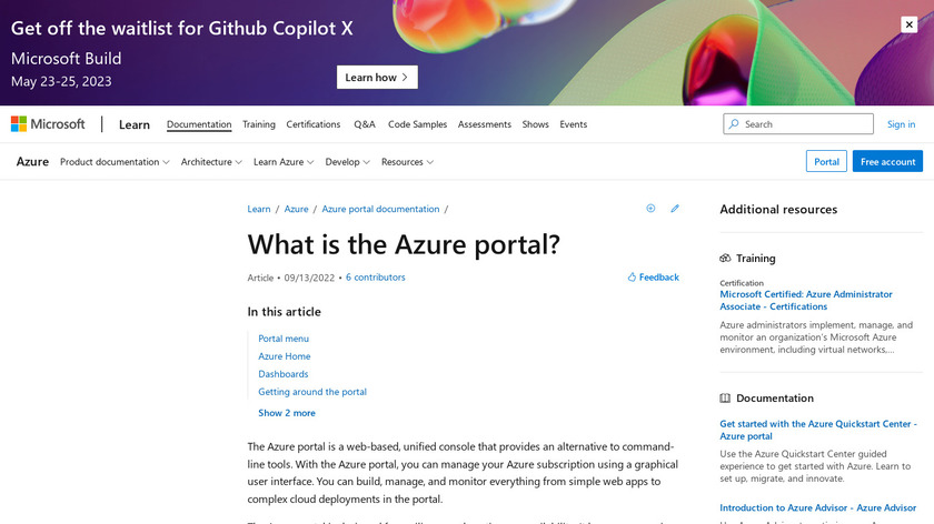 Azure Portal Landing Page