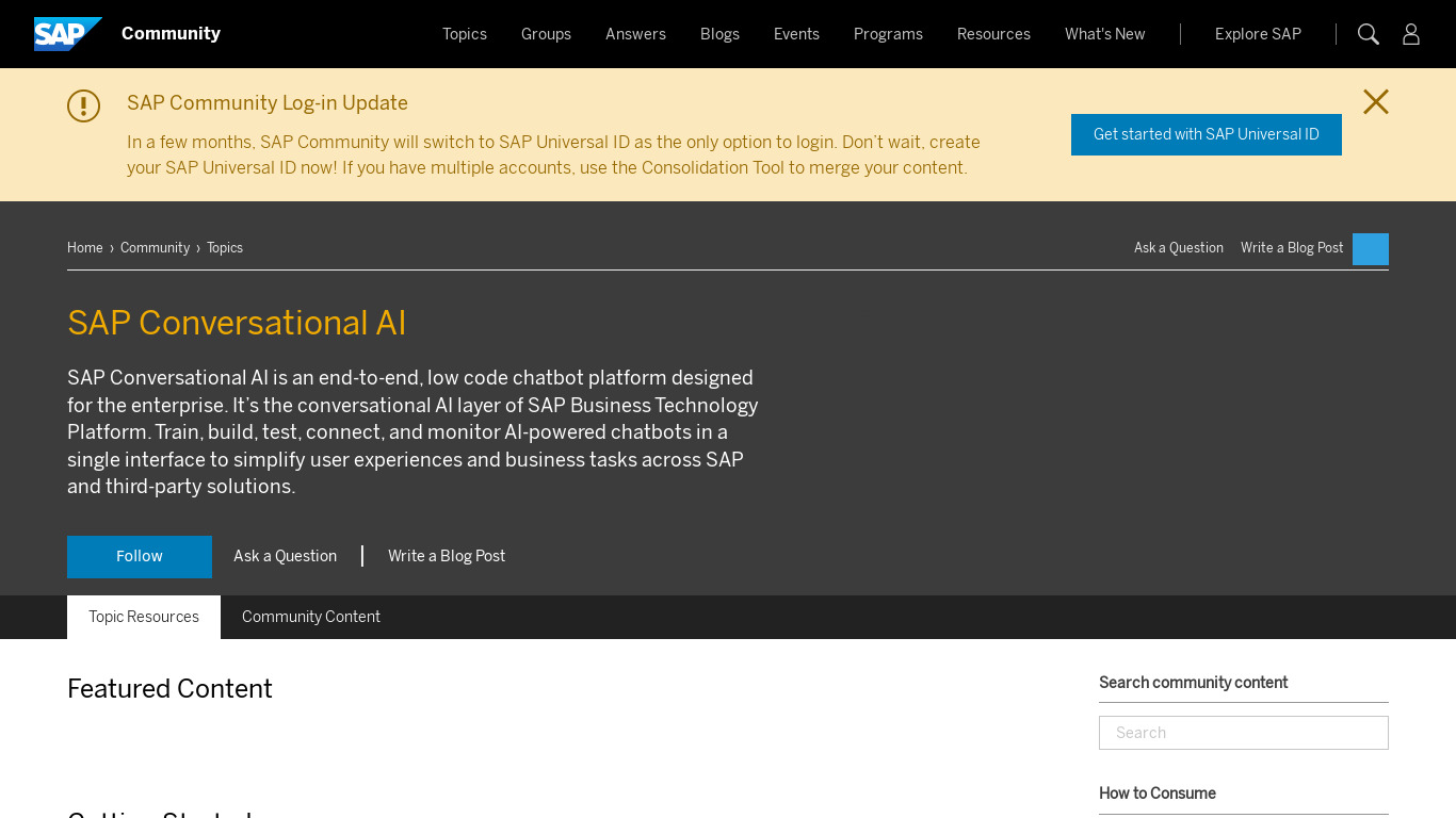 SAP Conversational AI Landing page