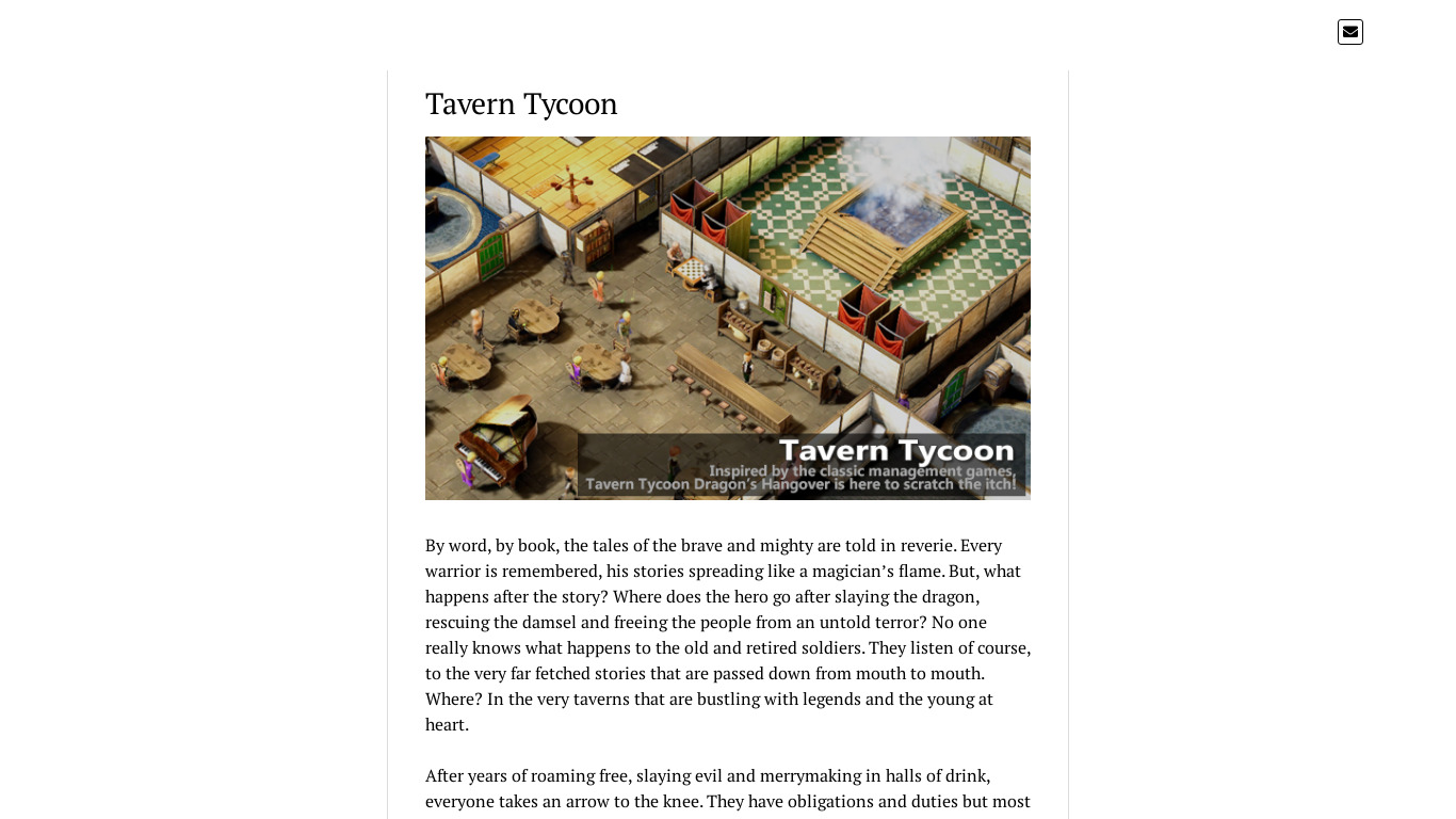 Tavern Tycoon Landing page
