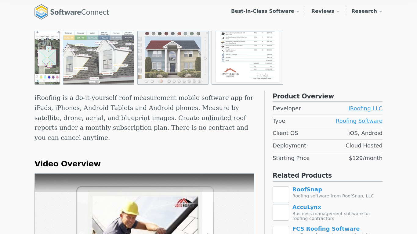 iRoofing Landing page