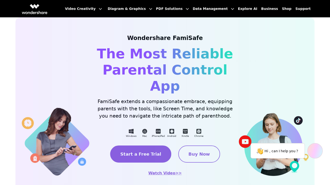 FamiSafe Android Monitoring App Landing page