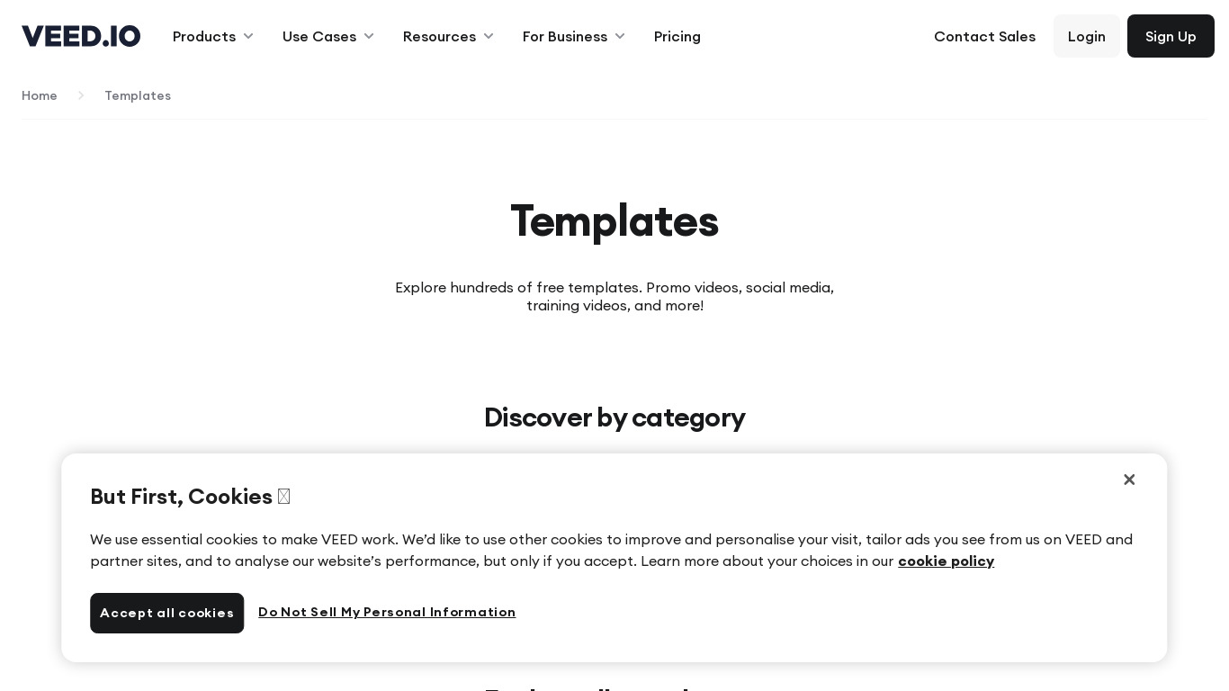 Video Templates By VEED.IO Landing page