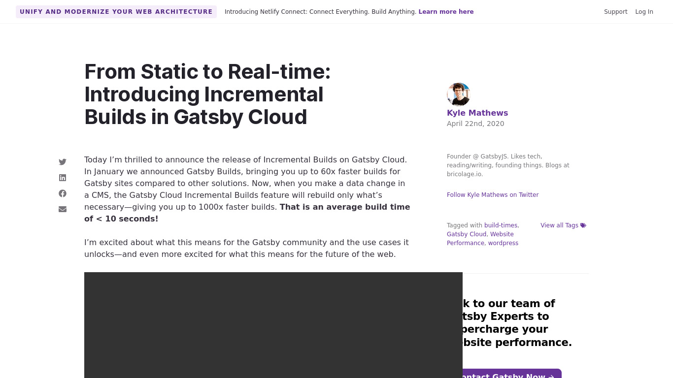 Incremental Builds in Gatsby Cloud Landing page