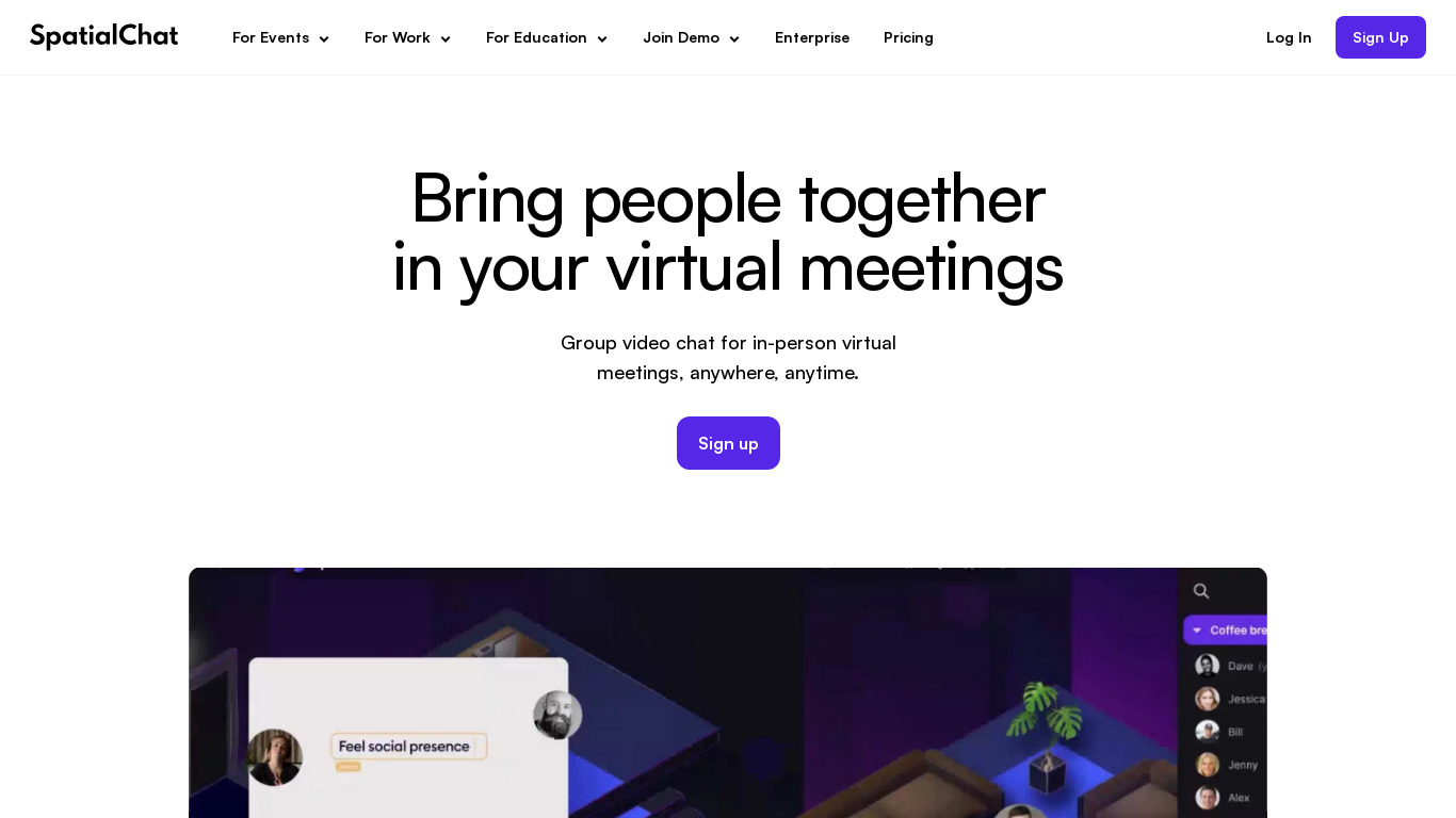SpatialChat Landing page