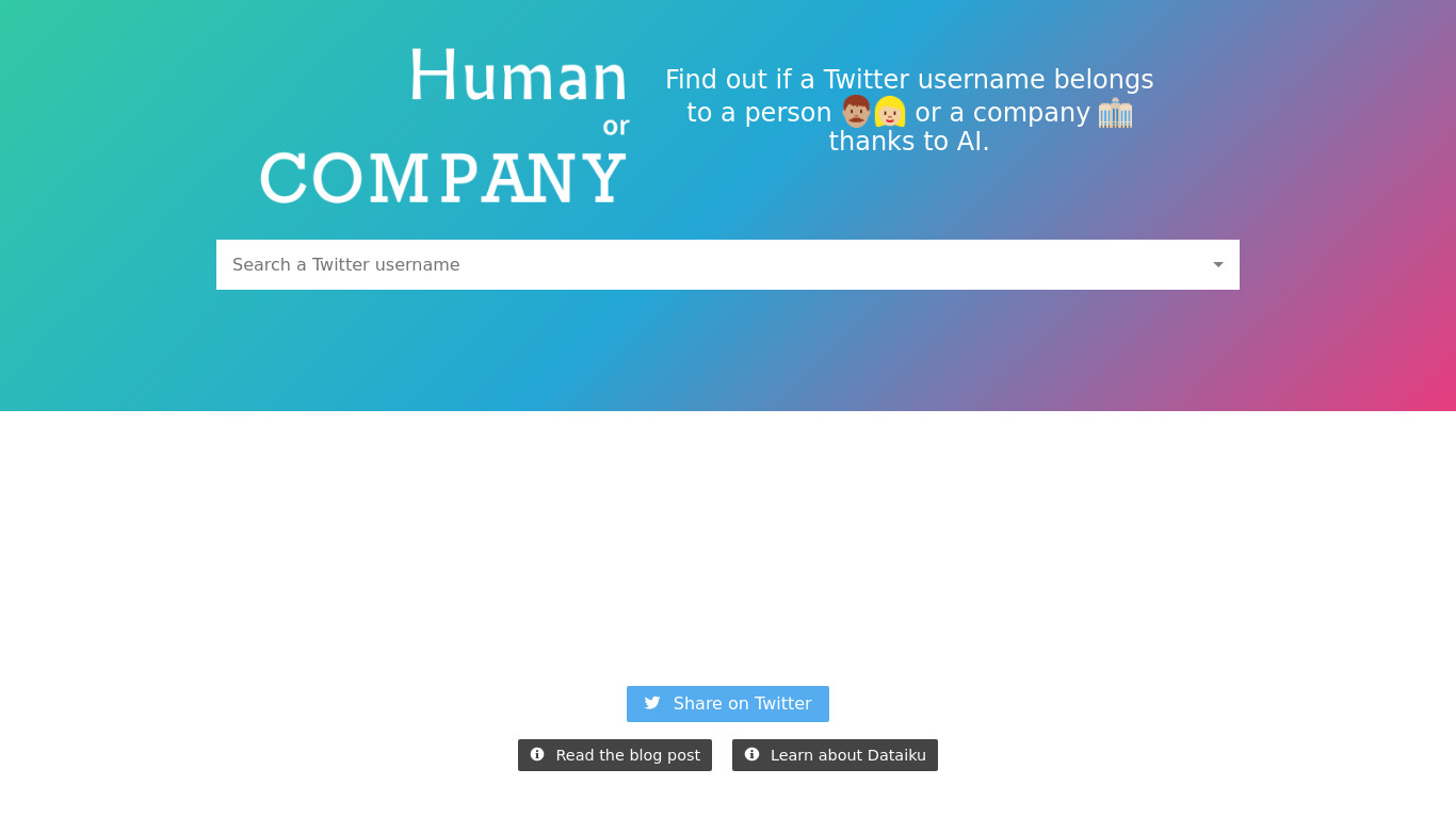 Human or Company? Landing page
