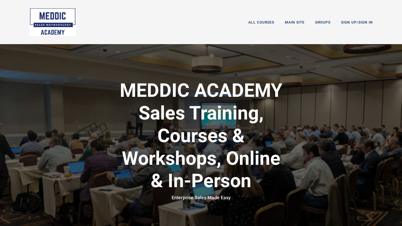 MEDDIC Sales Academy Landing page