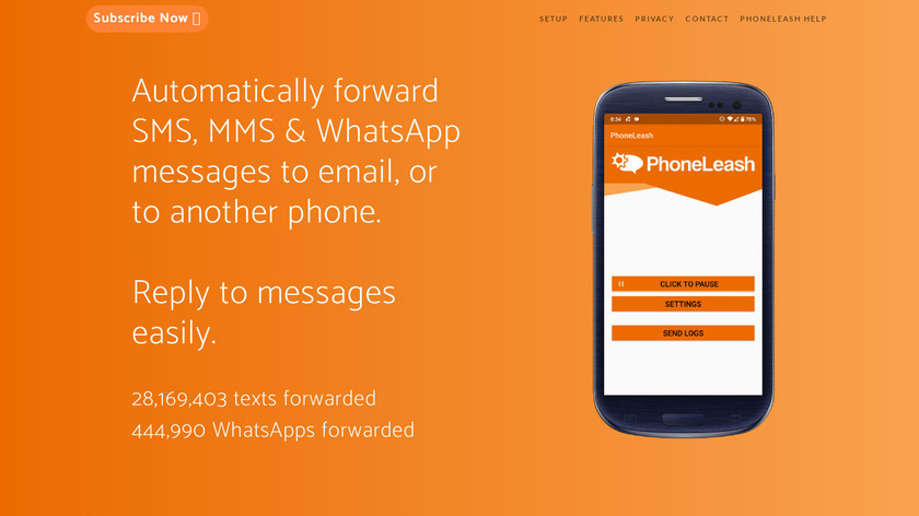 PhoneLeash: SMS/MMS forwarding Landing Page
