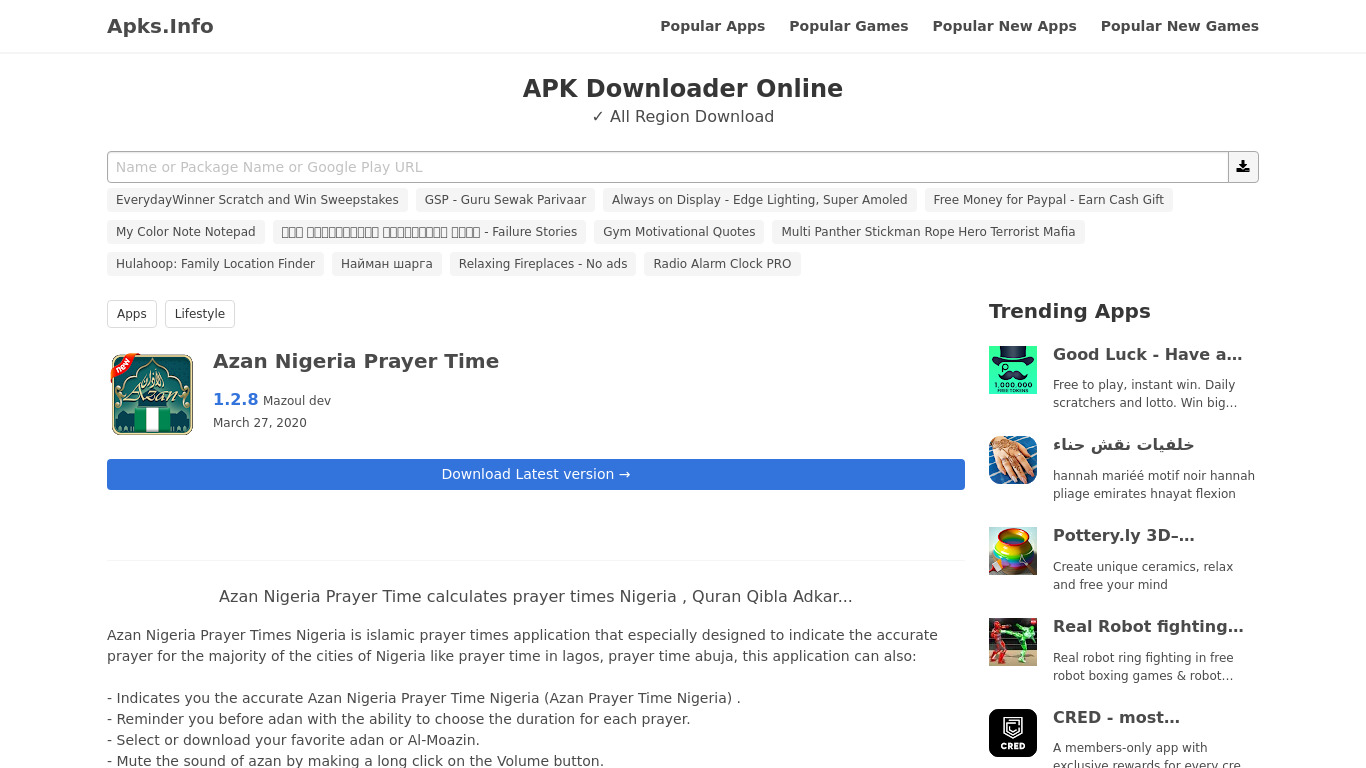 Azan Nigeria Prayer Time Landing page