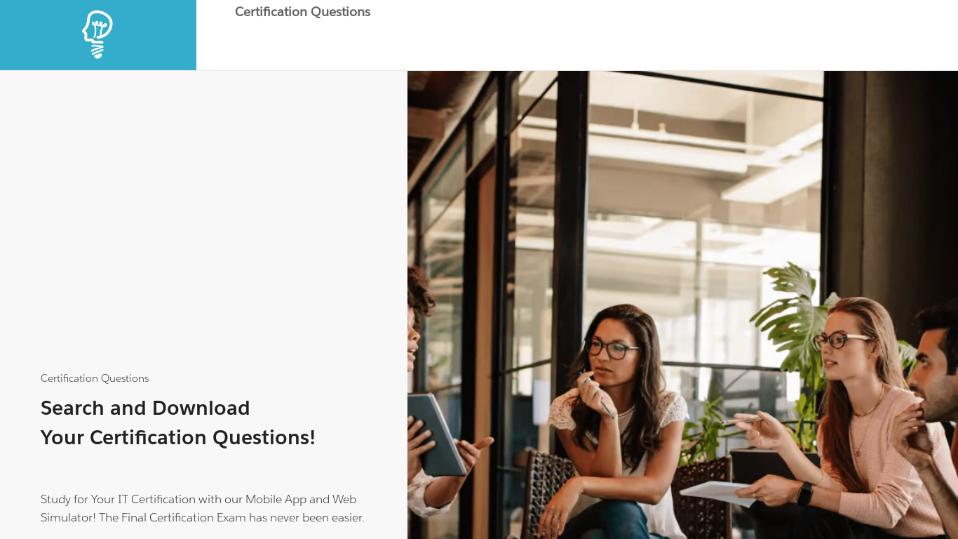 Certification Questions Landing page