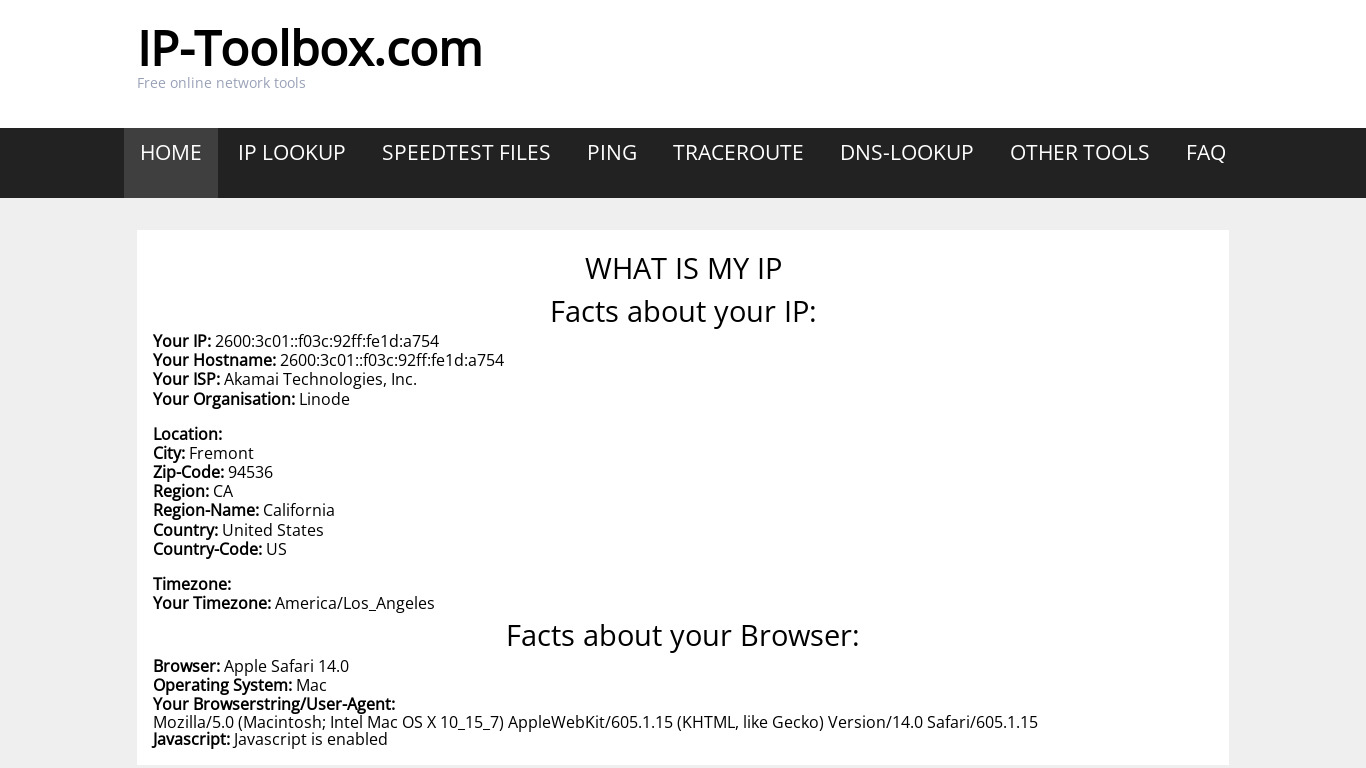 IP-Toolbox.com Landing page