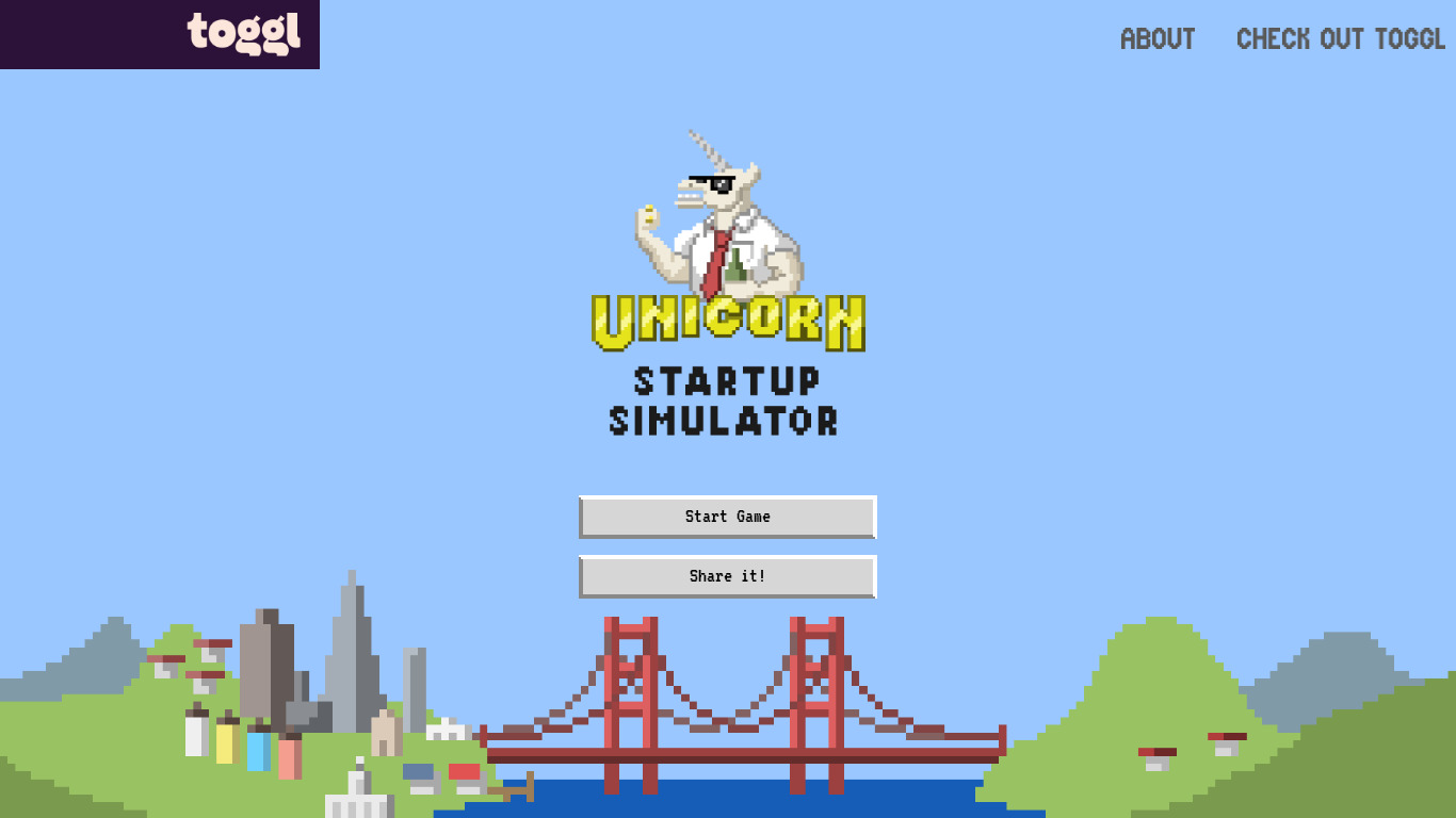Unicorn Startup Simulator Landing page