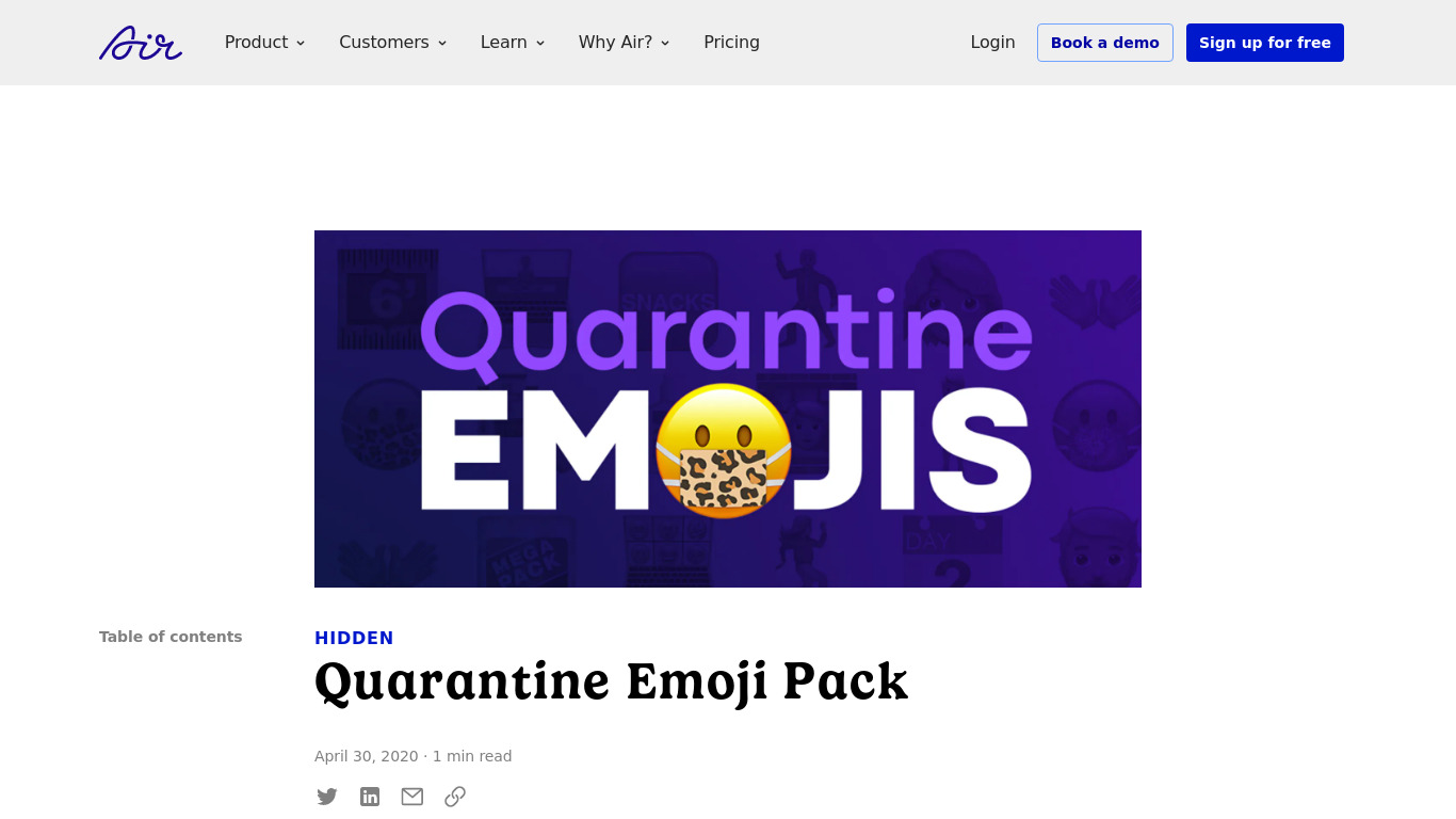 Quarantine Emojis Landing page