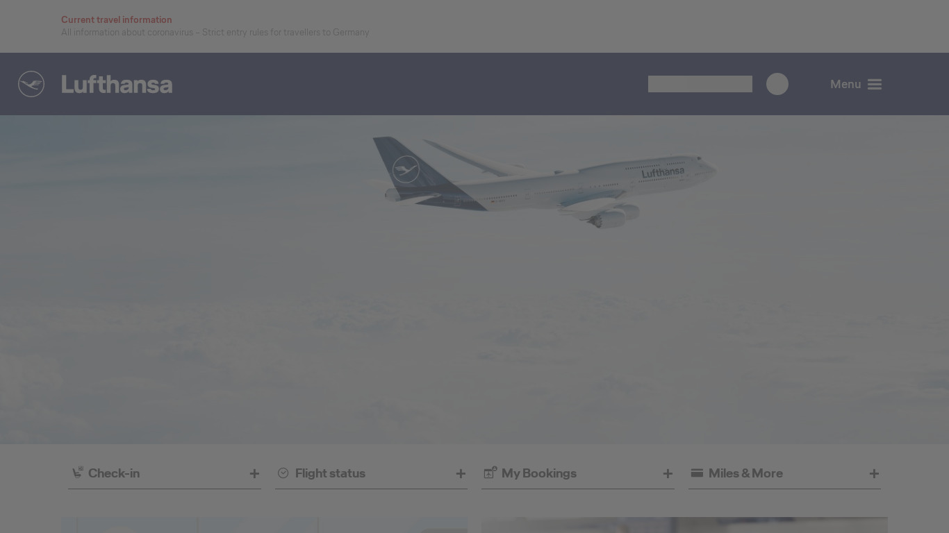 Lufthansa Landing page