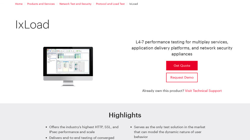 Ixia IxLoad Landing Page