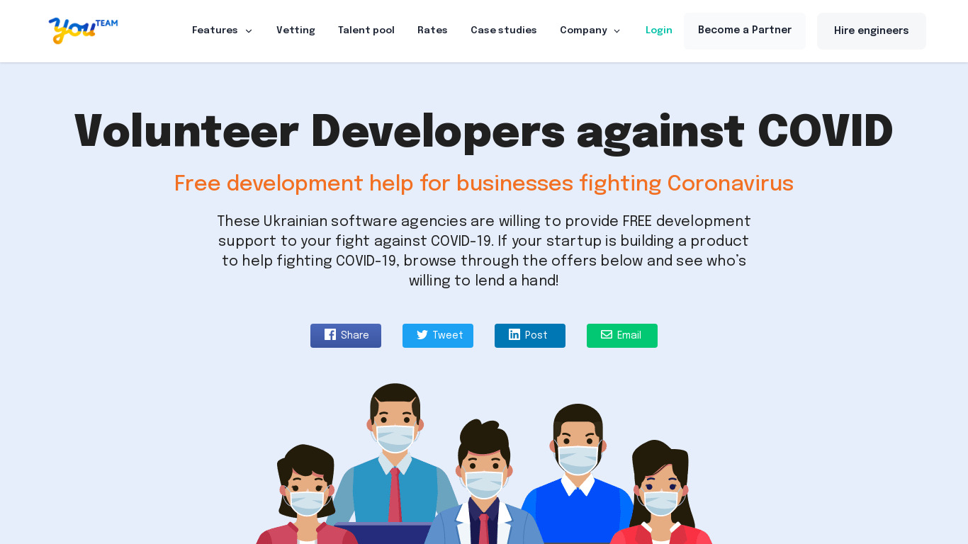 Volunteer Developers Landing page