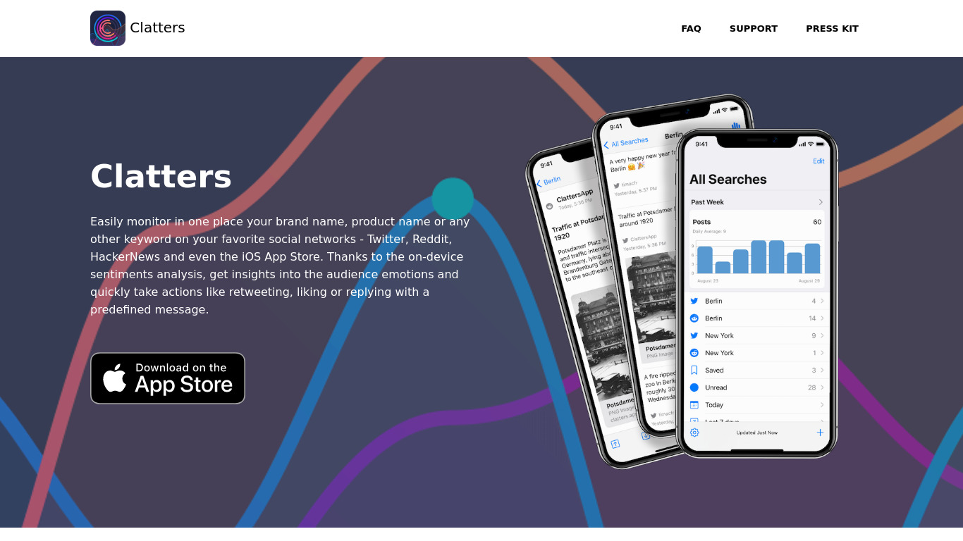 Clatters Landing page