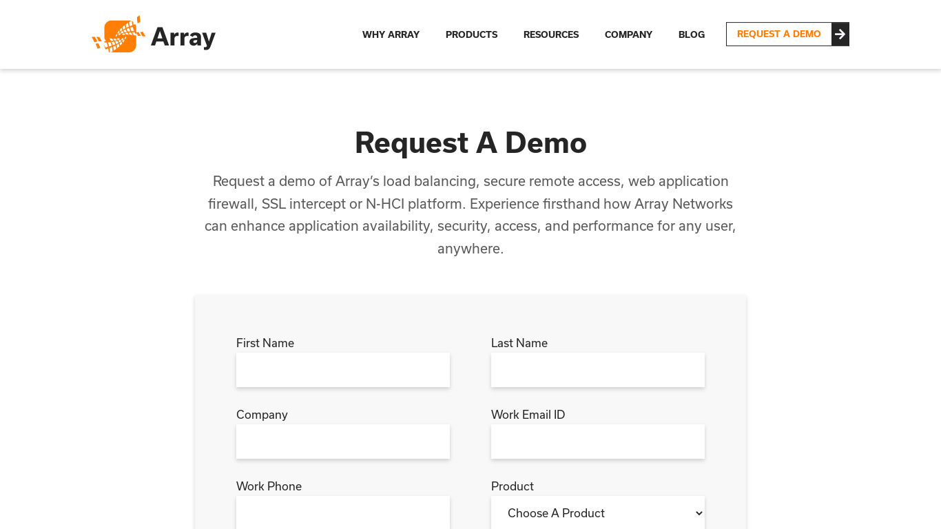 Array's ADC Landing page