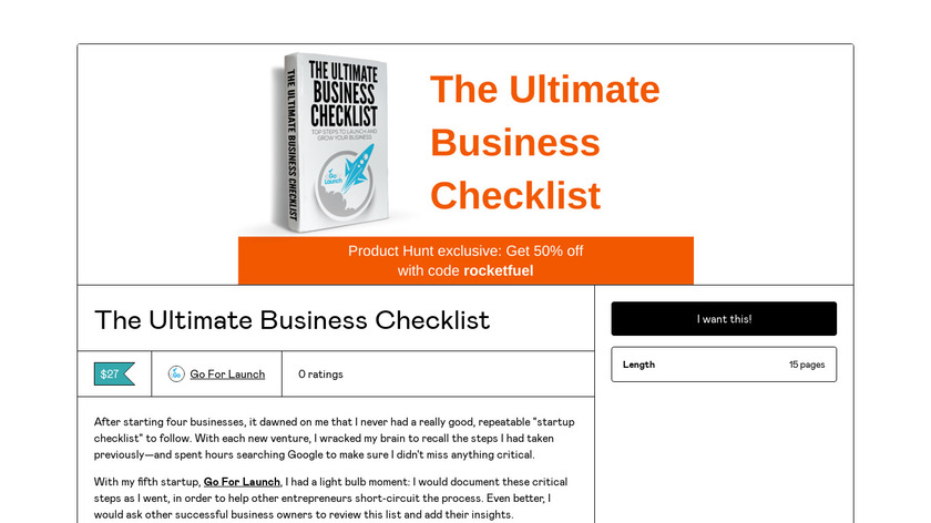 Ultimate Business Checklist (Book) Landing Page