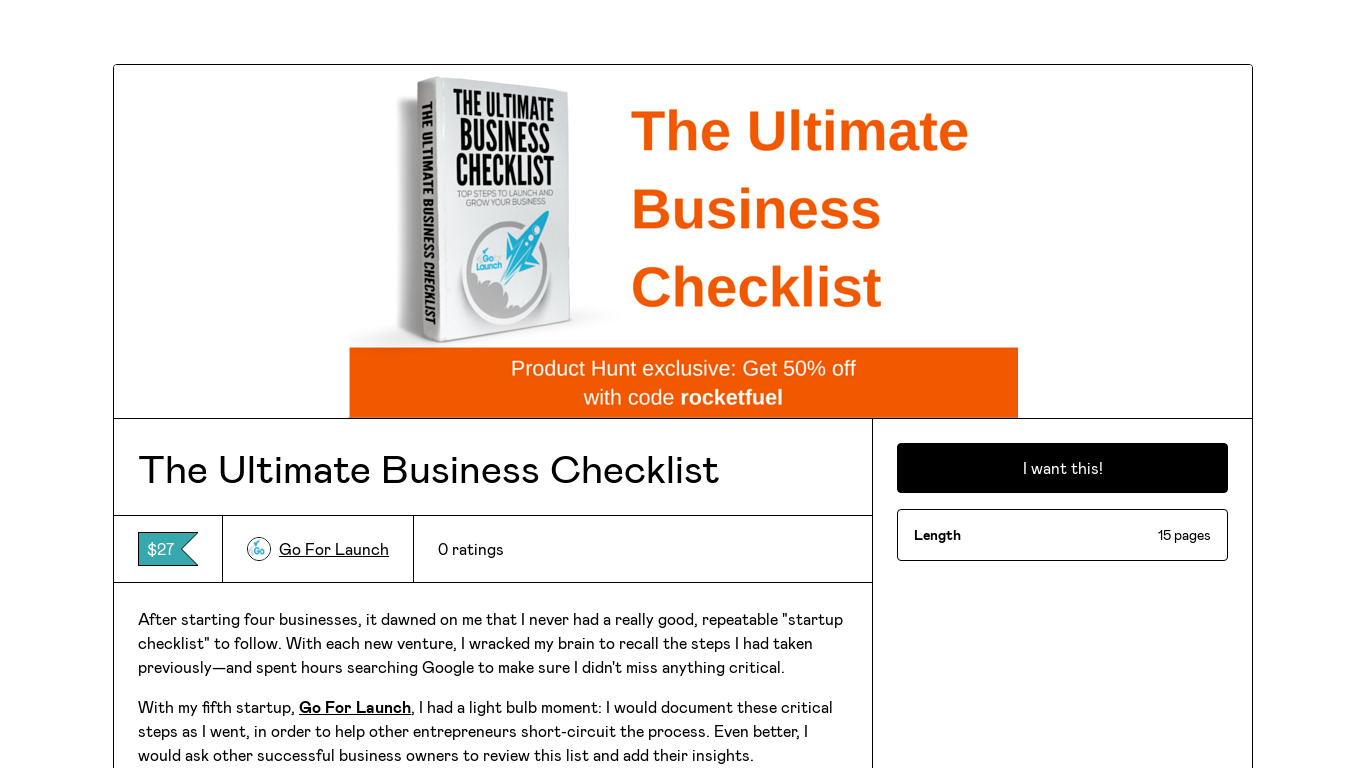 Ultimate Business Checklist (Book) Landing page