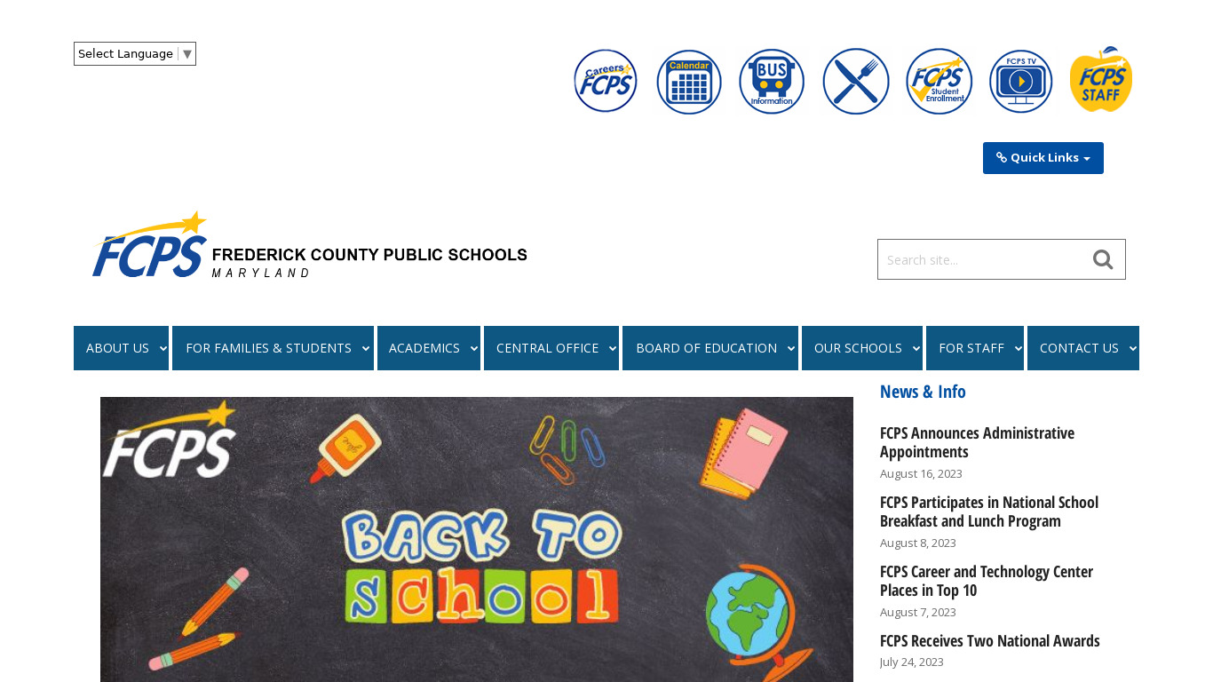 Frederick County PS Landing page