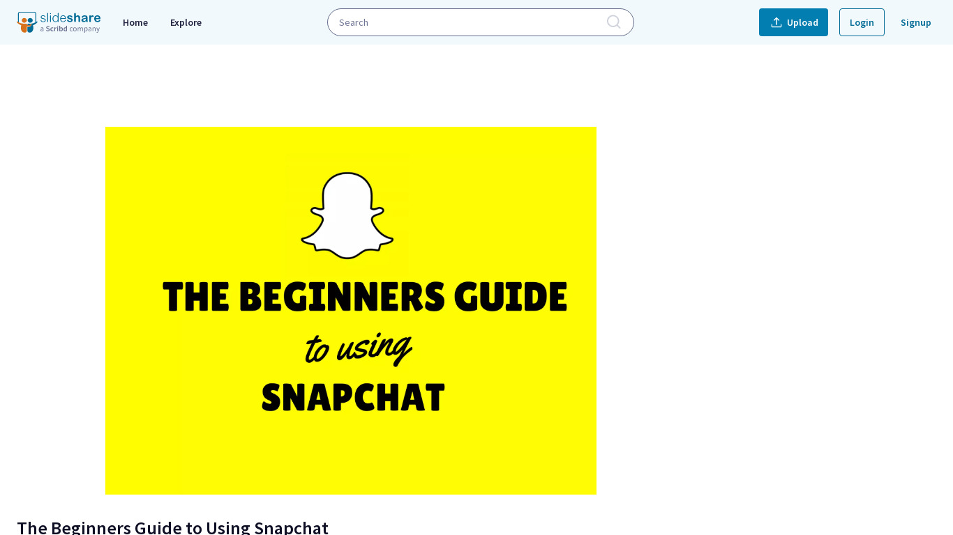 Beginners Guidre to Snapchat (SlideShare) Landing page