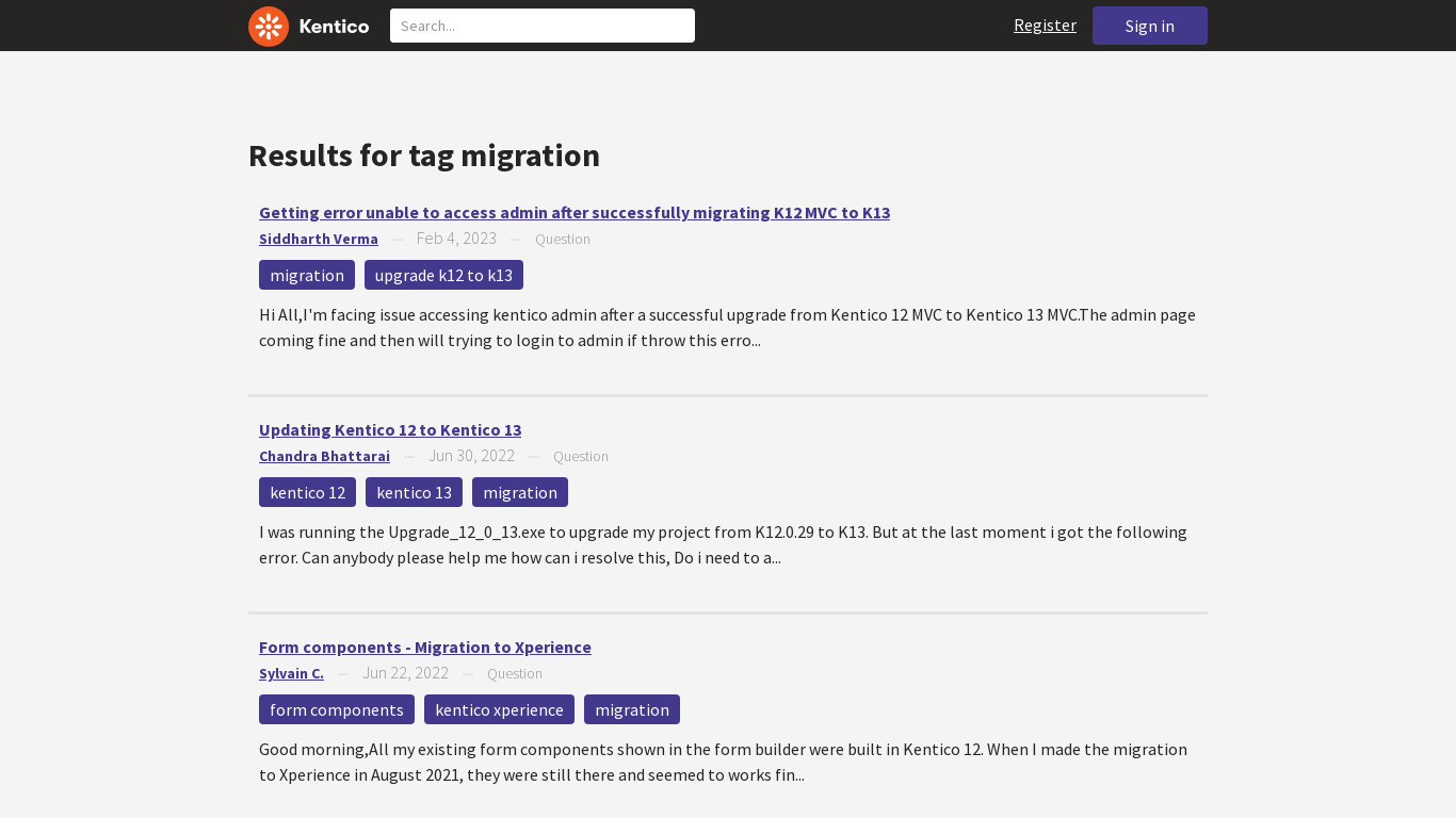 Kentico Implementations and Migrations Landing page