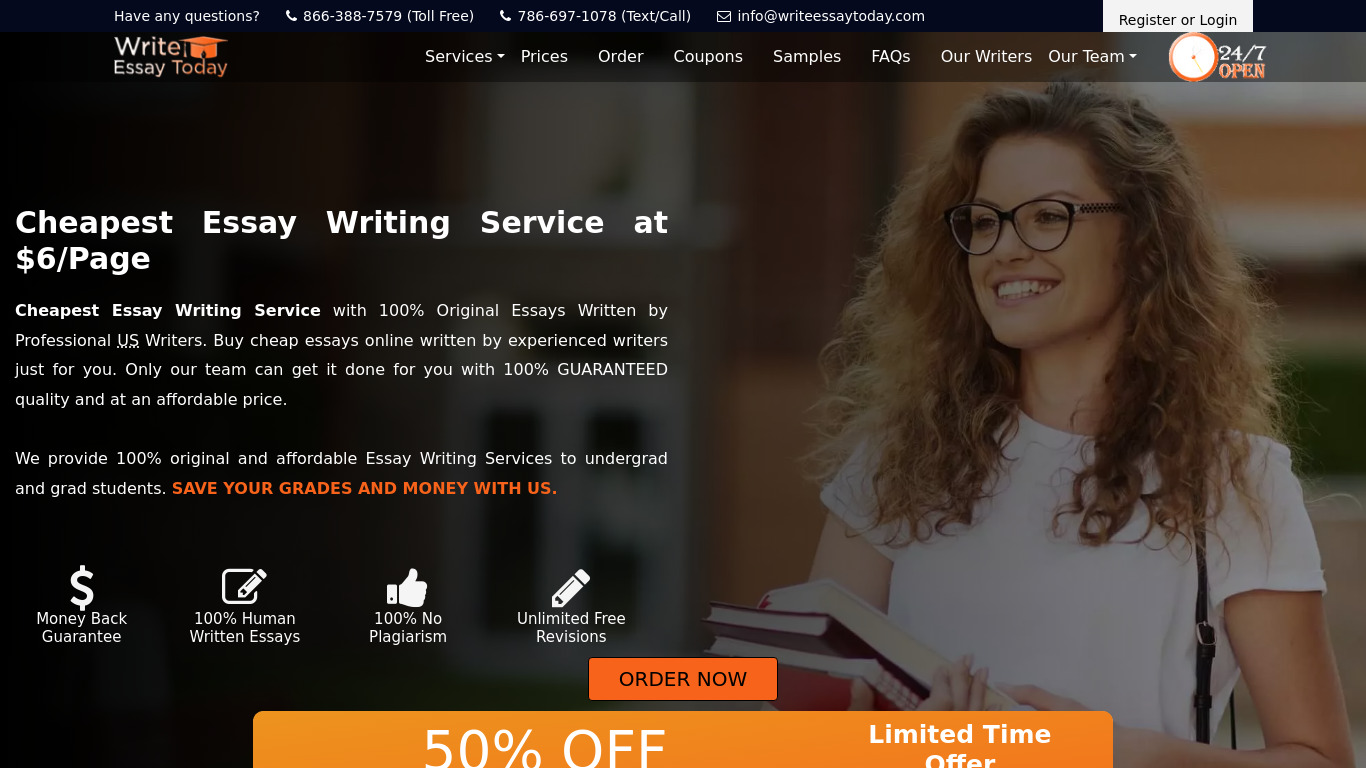 Write Essay Today Landing page