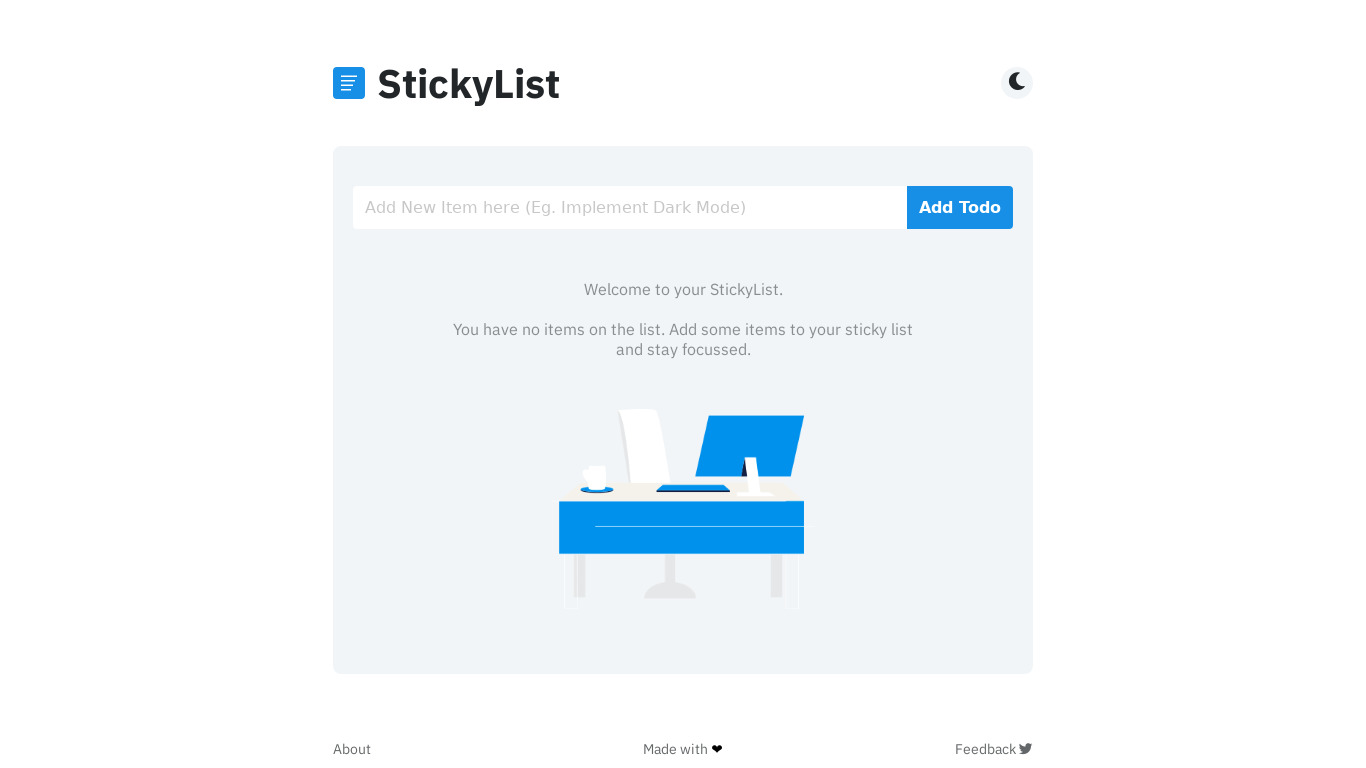 StickyList Landing page