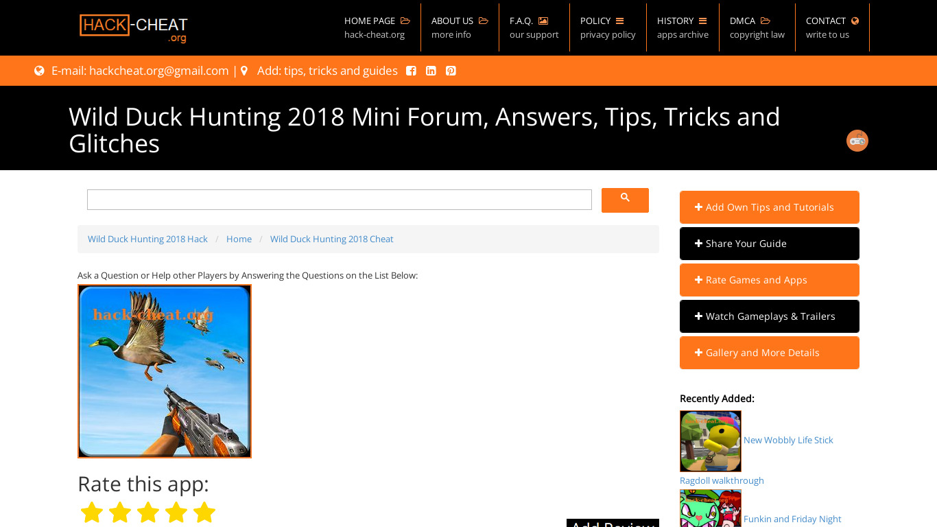 Wild Duck Hunting 2018 Landing page