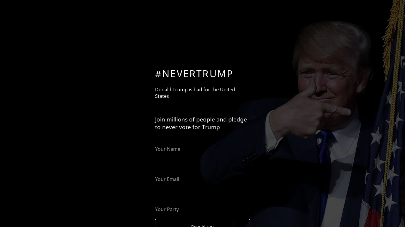 #NeverTrump Landing page