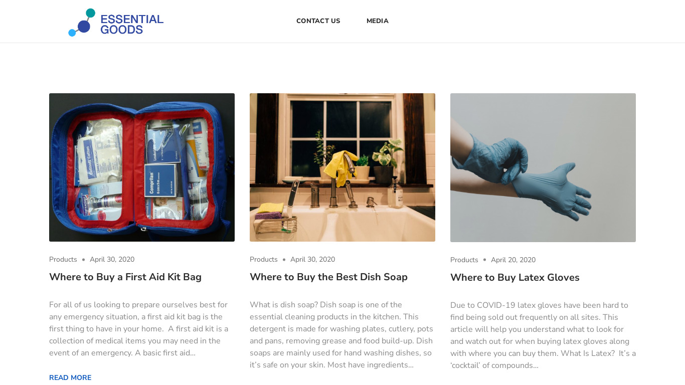 Essential Goods Landing page