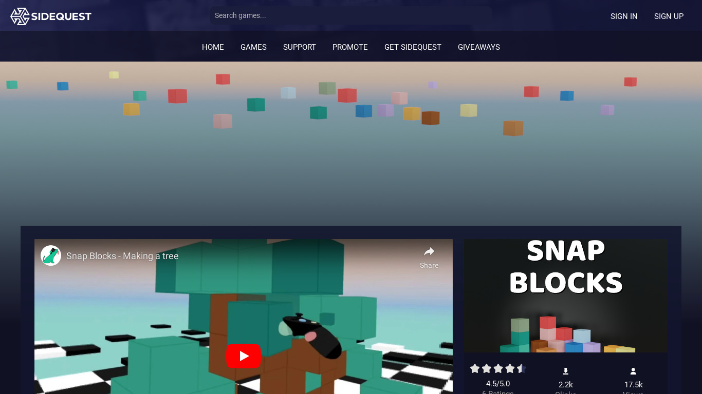 Snap Blocks Landing page