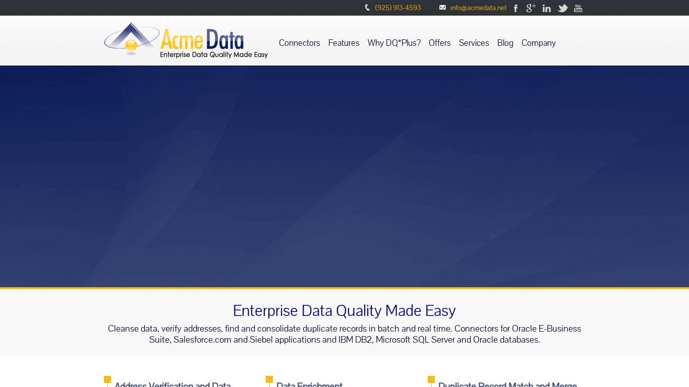 Acme Data DQ*Plus Landing page