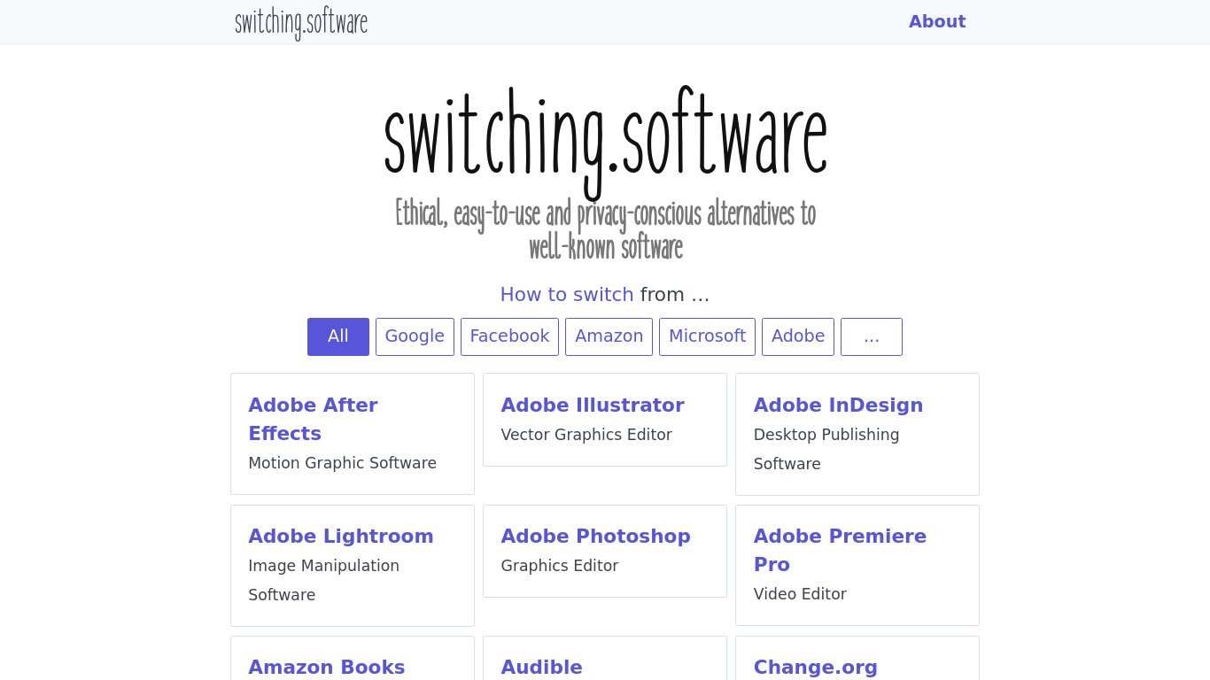 switching.software Landing page
