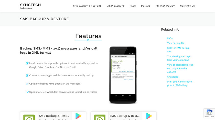 SMS Backup & Restore Landing Page