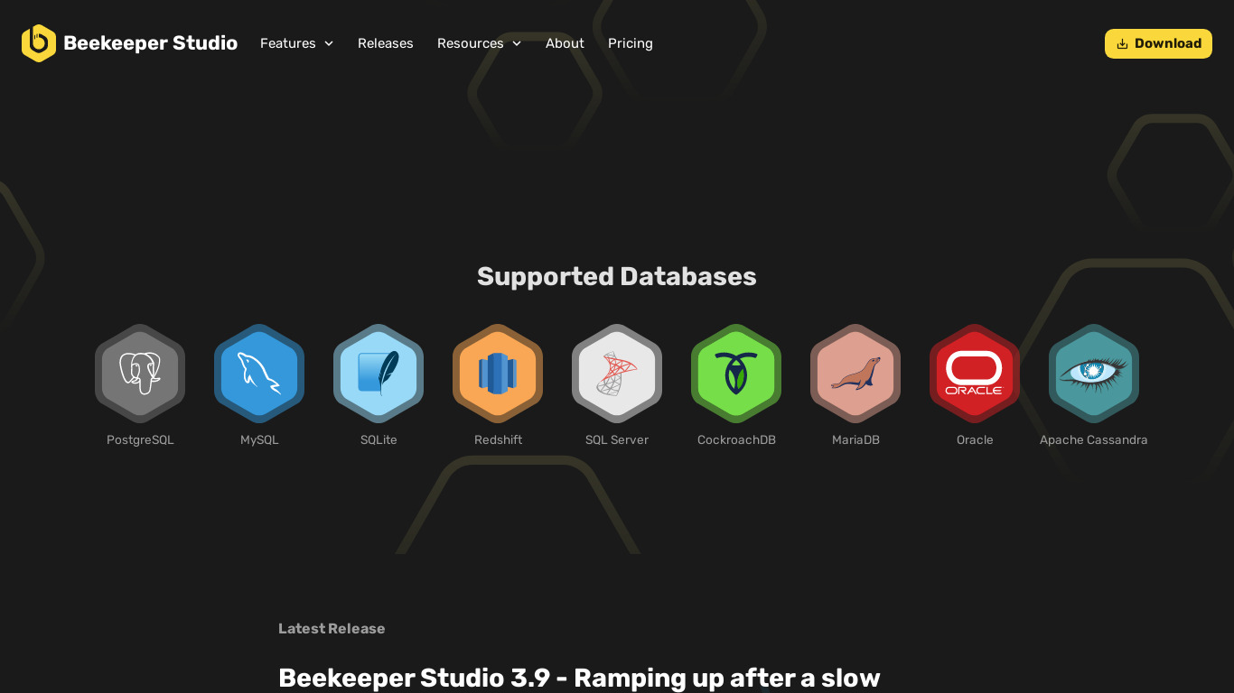 Beekeeper Studio Landing page