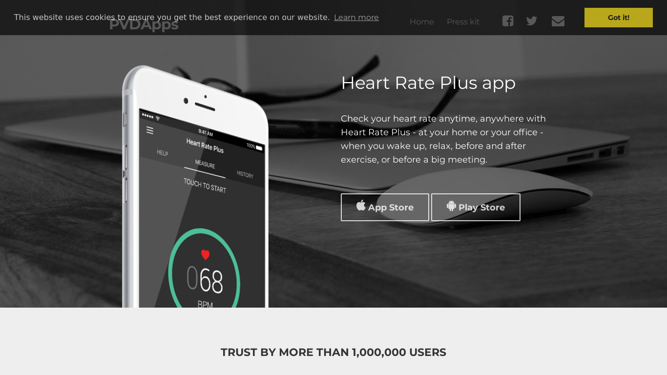 Heart Rate Plus Landing page