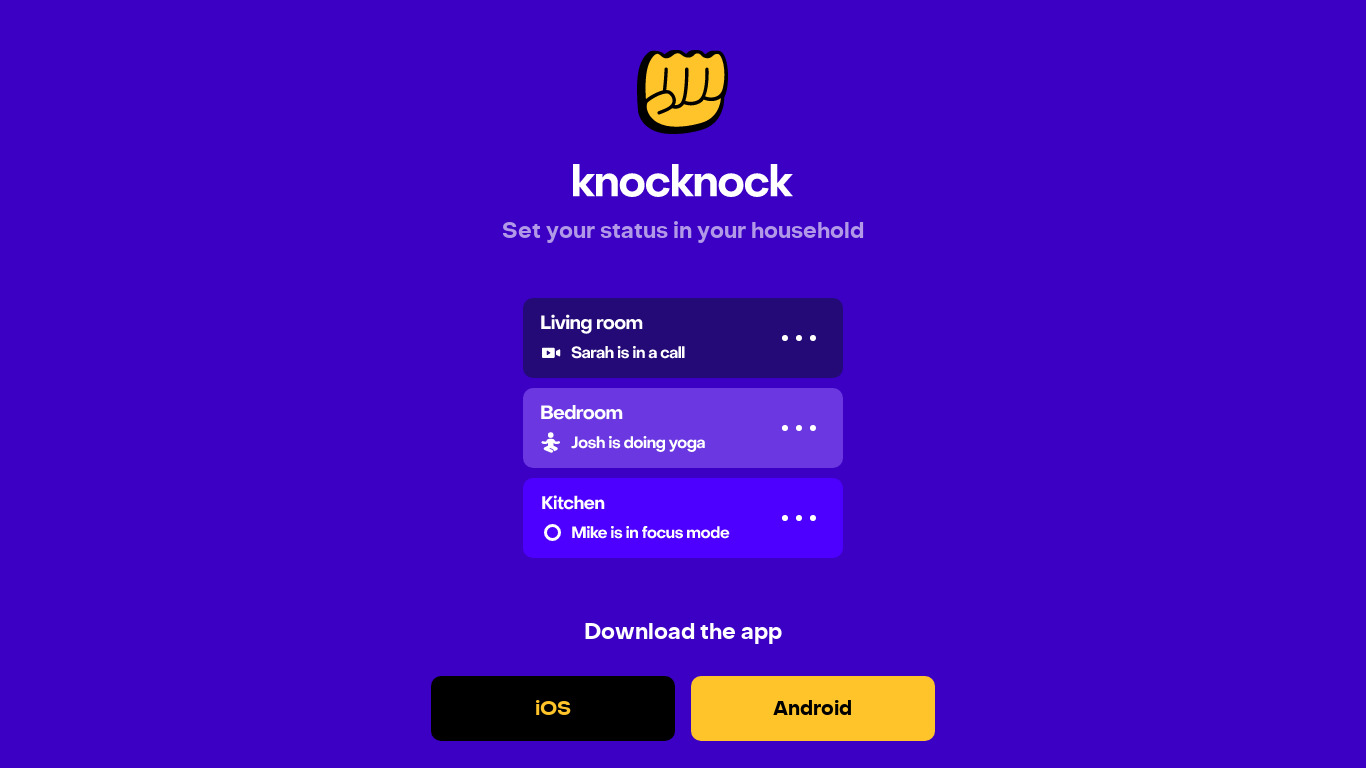 Knocknock Landing page