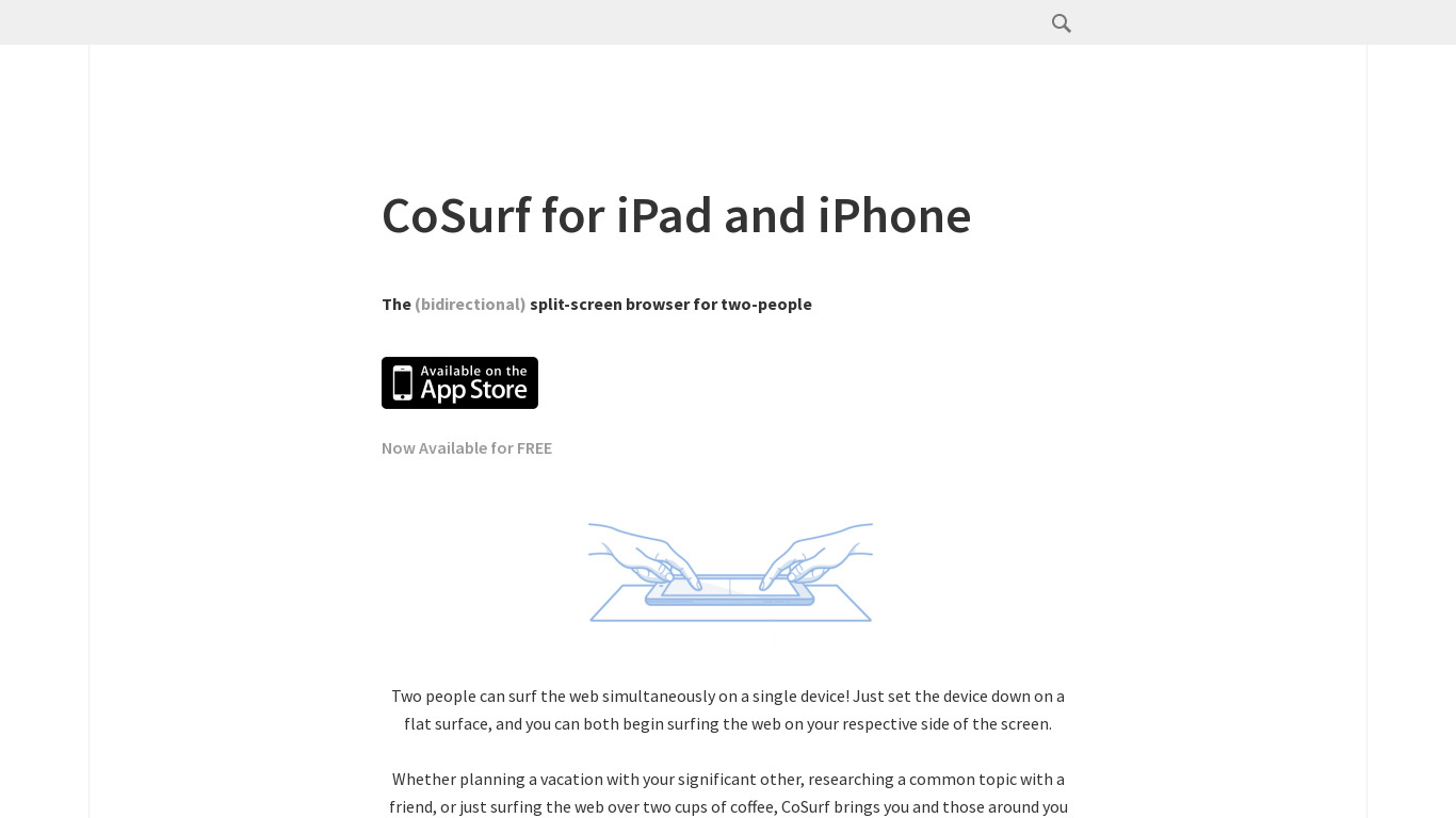 Cosurf Landing page