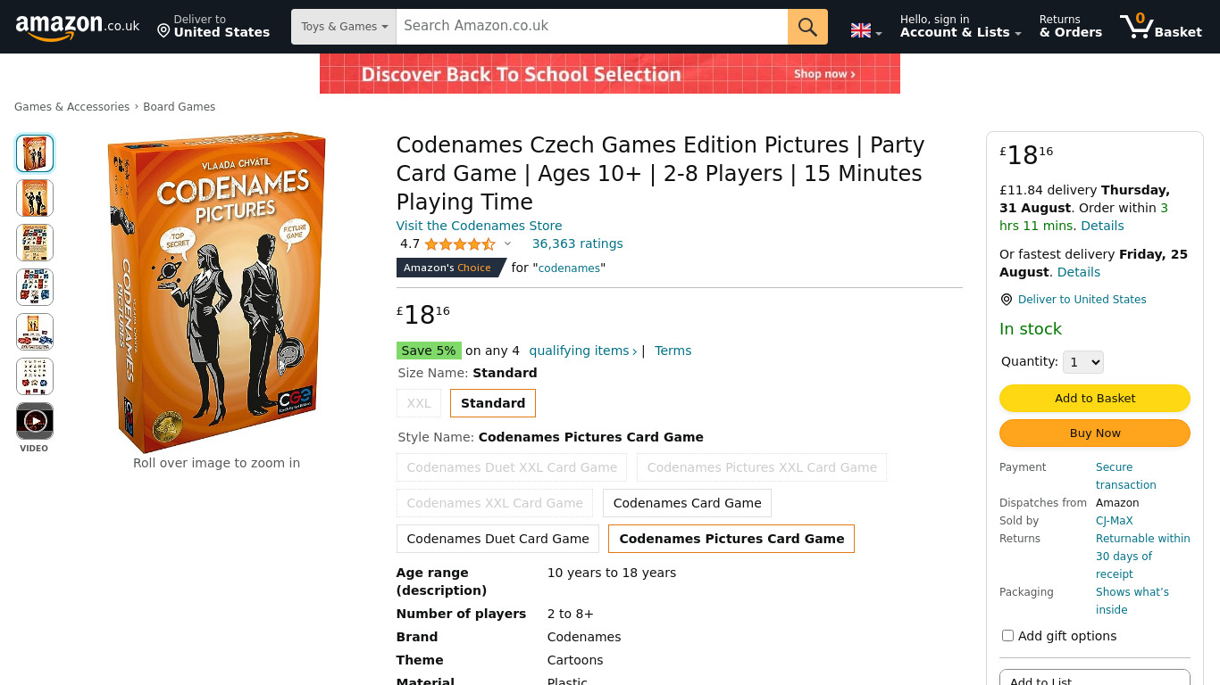 Codenames: Pictures Landing page