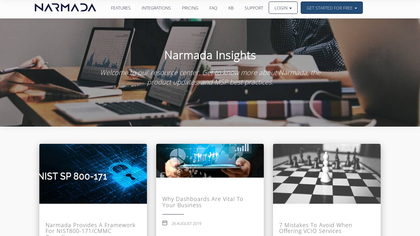 Narmada vCIO Landing page