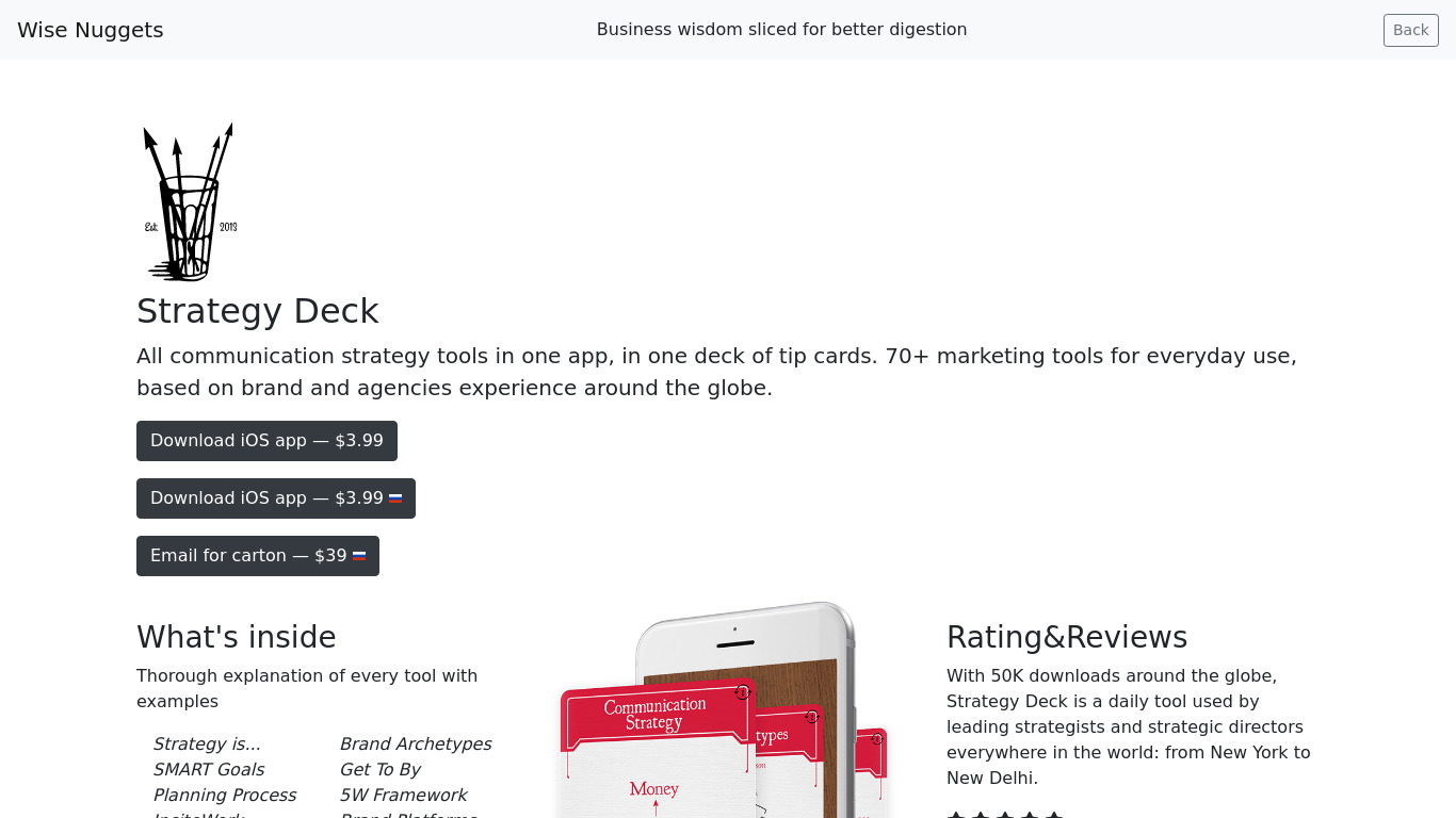 StrategyDeck Landing page
