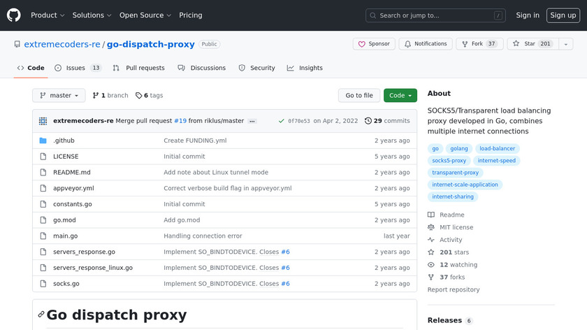 Go dispatch proxy Landing Page
