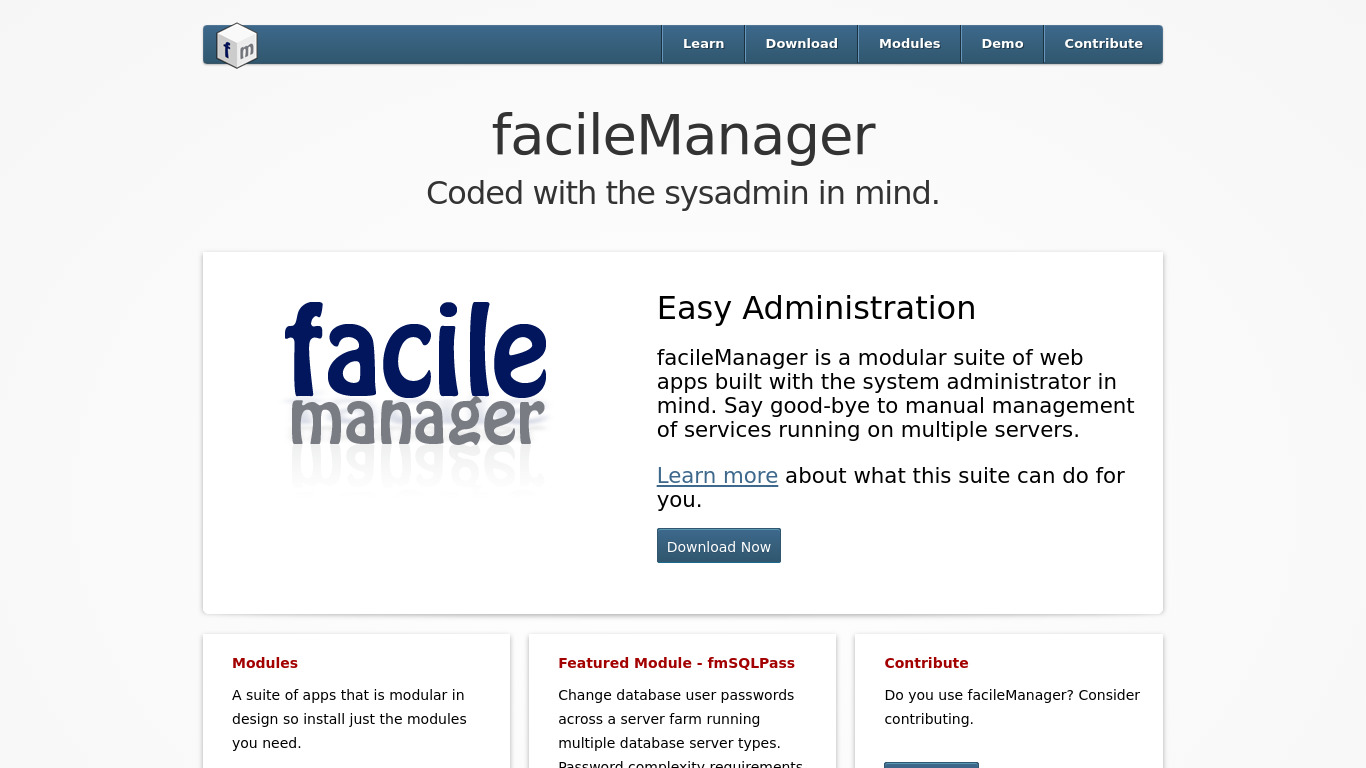 facileManager Landing page